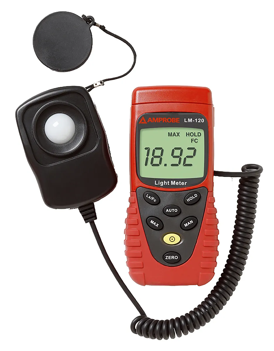 Luxmetro Amprobe LM-100, 20lx → 200000lx, Cert. ISO