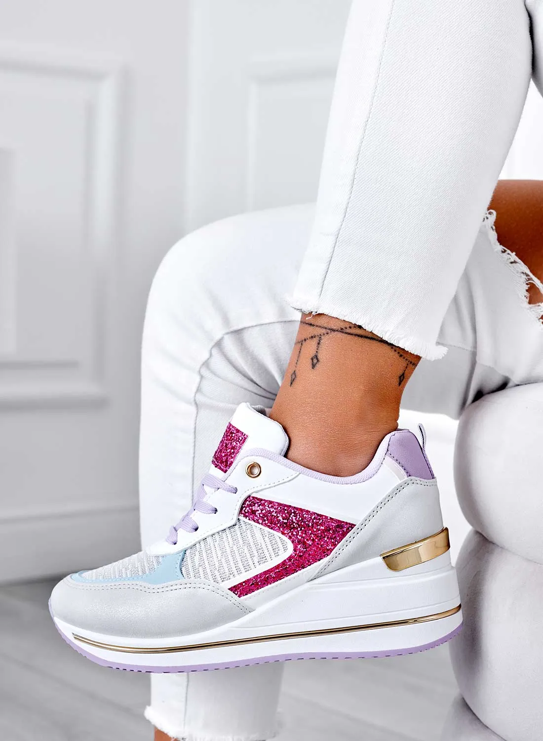 MAGGIE - Sneakers bianche con inserti glitter
