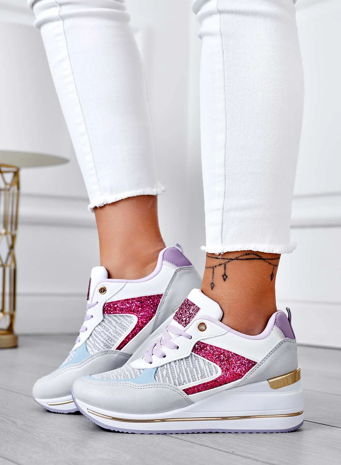 MAGGIE - Sneakers bianche con inserti glitter