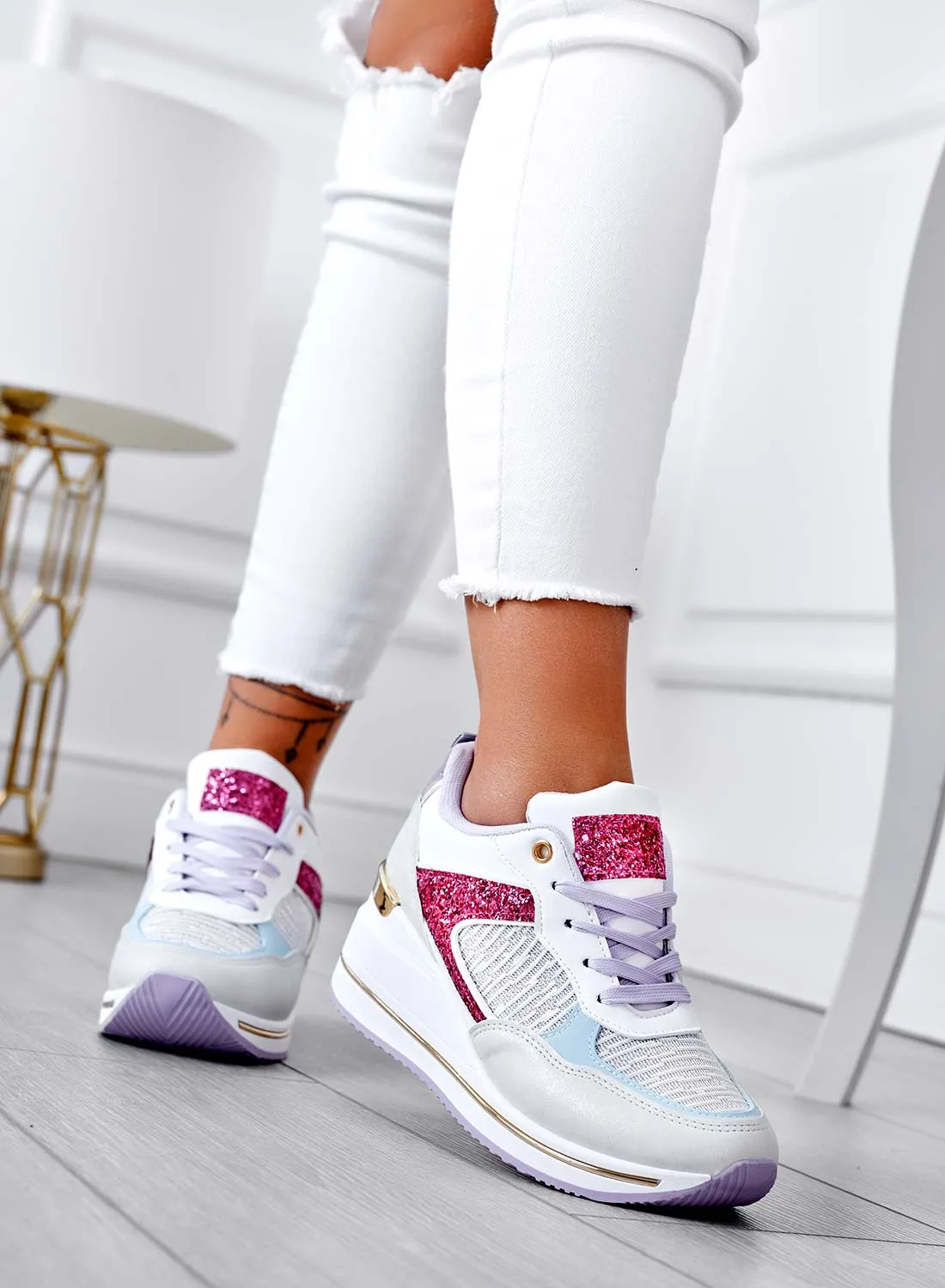 MAGGIE - Sneakers bianche con inserti glitter
