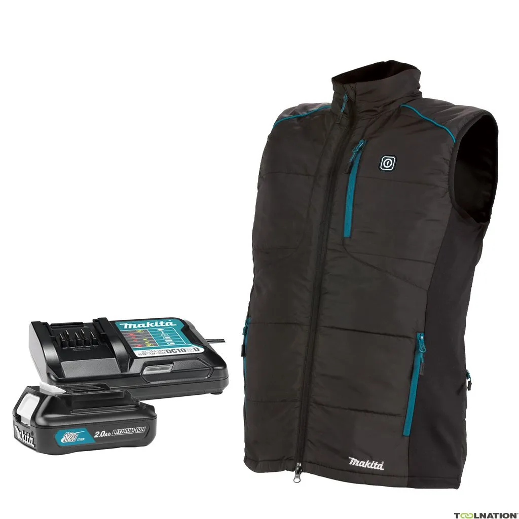 Makita CV102DA1XLNL1 Gilet riscaldato XL Batteria 12V 2,0 Ah (1 st), caricabatterie e adattatore per giacca, in confezione