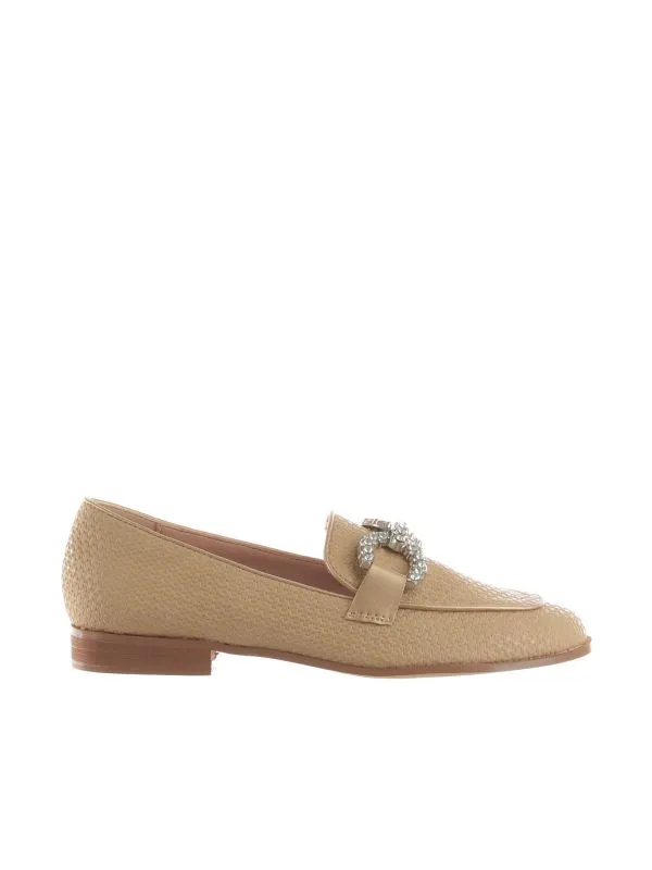 Mocassino in tessuto con strass