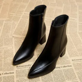 Moda Inverno Chunky Donne Scarpe Alla Caviglia Tacchi Medi Stivali Chelsea Nuovo 2023 Punta A Punta Casual Pompe Stivali da Moto