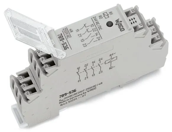 Modulo a relè WAGO serie 789, bobina 24V ca/cc, Guida DIN