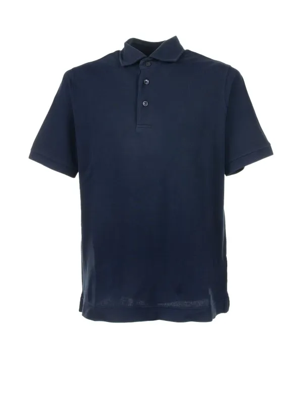 Navy blue short-sleeved polo shirt