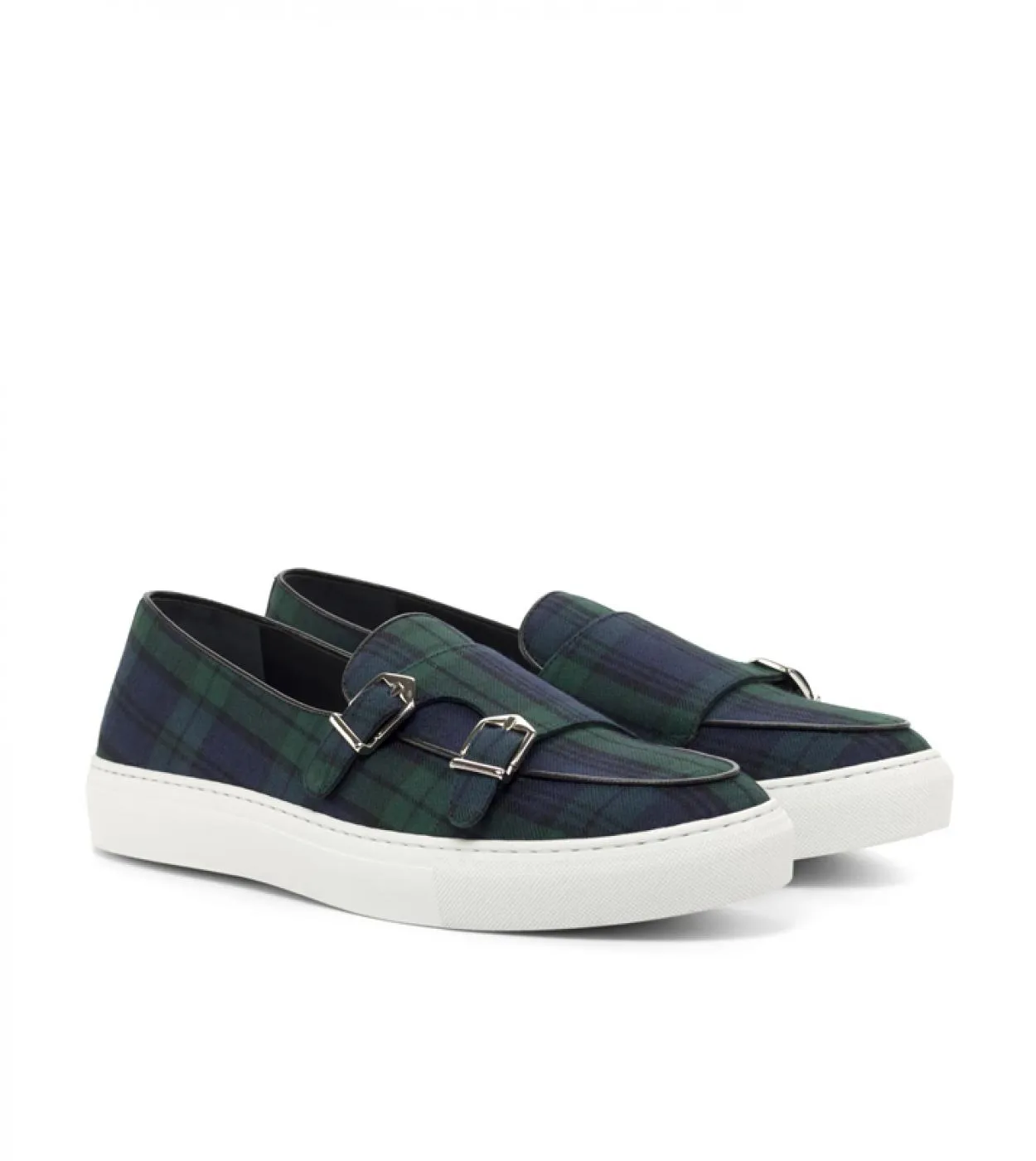 New Green Men Vulcanize Shoes Plaid Buckle Strap Monk Mocassini Scarpe casual fatte a mano per uomo con spedizione gratuita Zapa