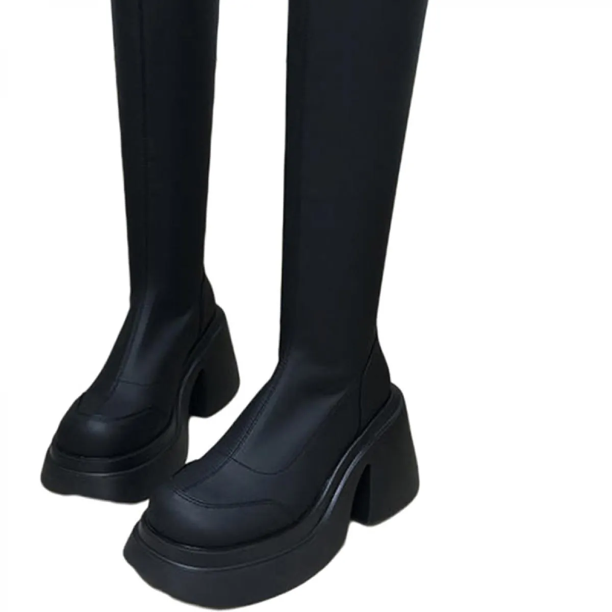 Nuovi stivali Chelsea alti al ginocchio scarpe con tacco alto stivali da moto invernali da donna Goth Designer 2023 stivali punk