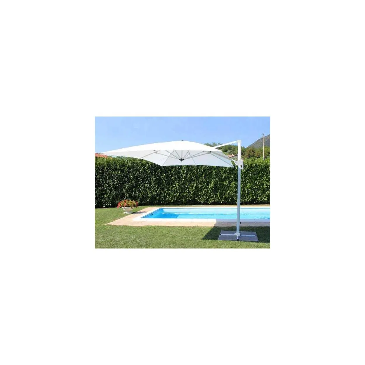 Ombrellone da giardino palo decentrato Cosma Saturno Bianco P/L 3 X 3 telo bianco