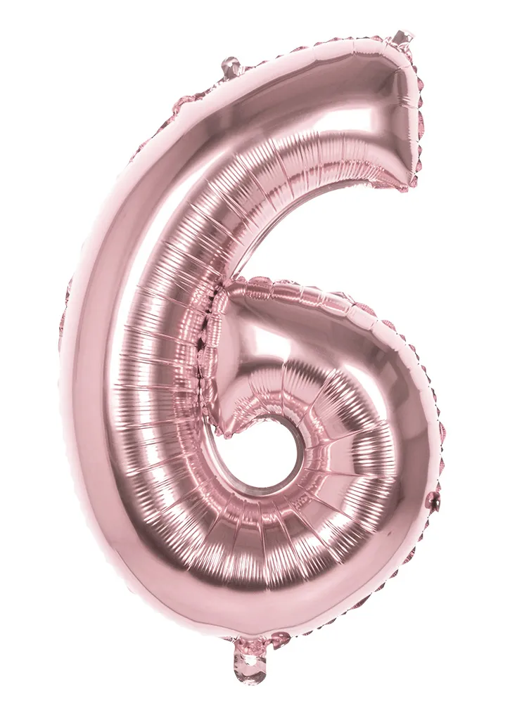 Palloncino numero 6 rosa oro 86 cm