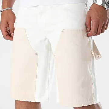 Pantaloncini di jeans bianchi e beige