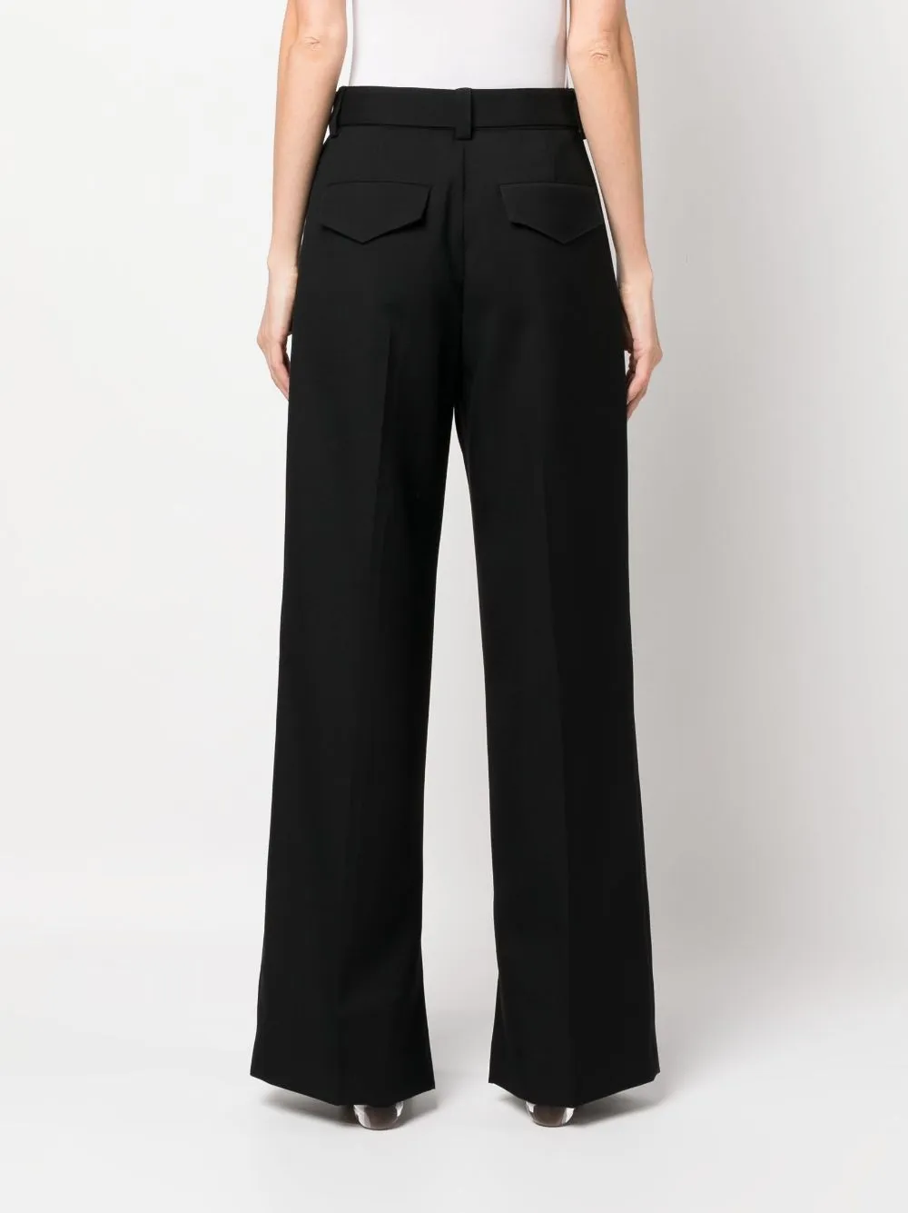 Pantaloni a vita alta con cintura in nero - donna