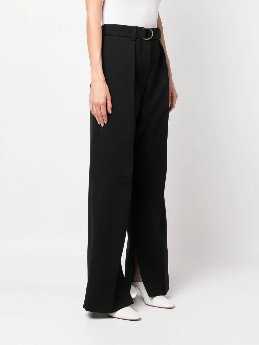 Pantaloni a vita alta con cintura in nero - donna