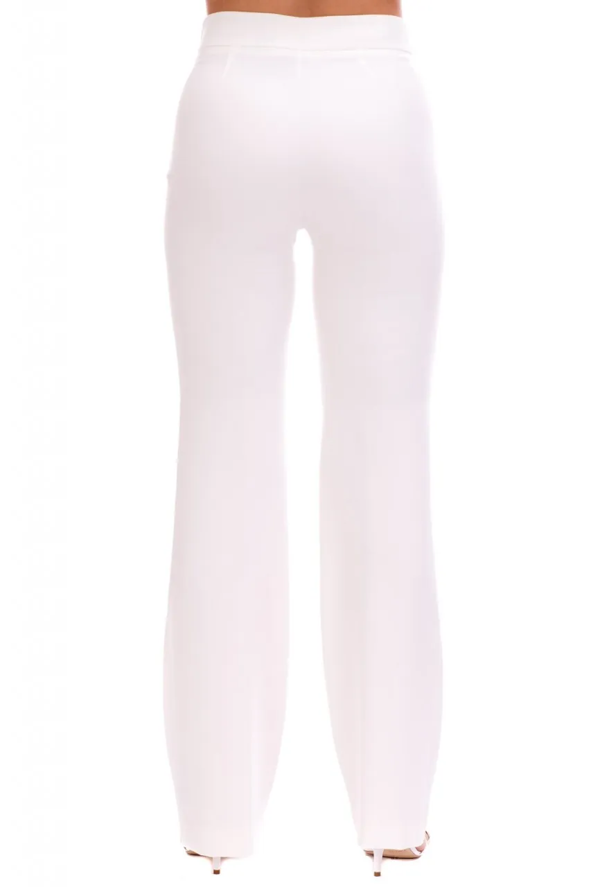 Pantaloni a vita alta con piping e stellina Bianco