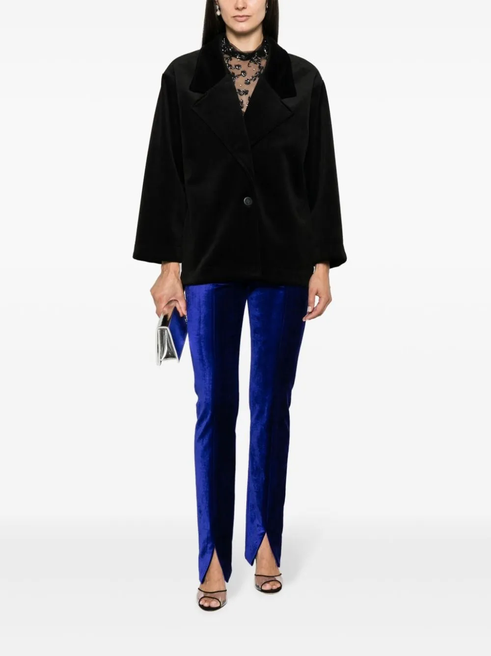 Pantaloni a vita alta in blu - donna