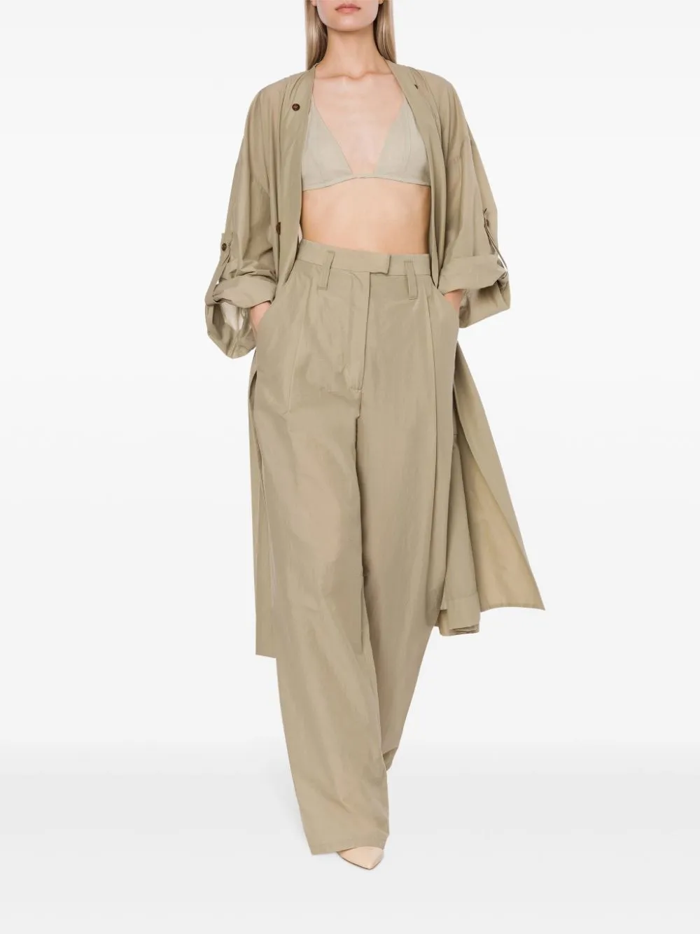 Pantaloni a vita alta in grigio - donna