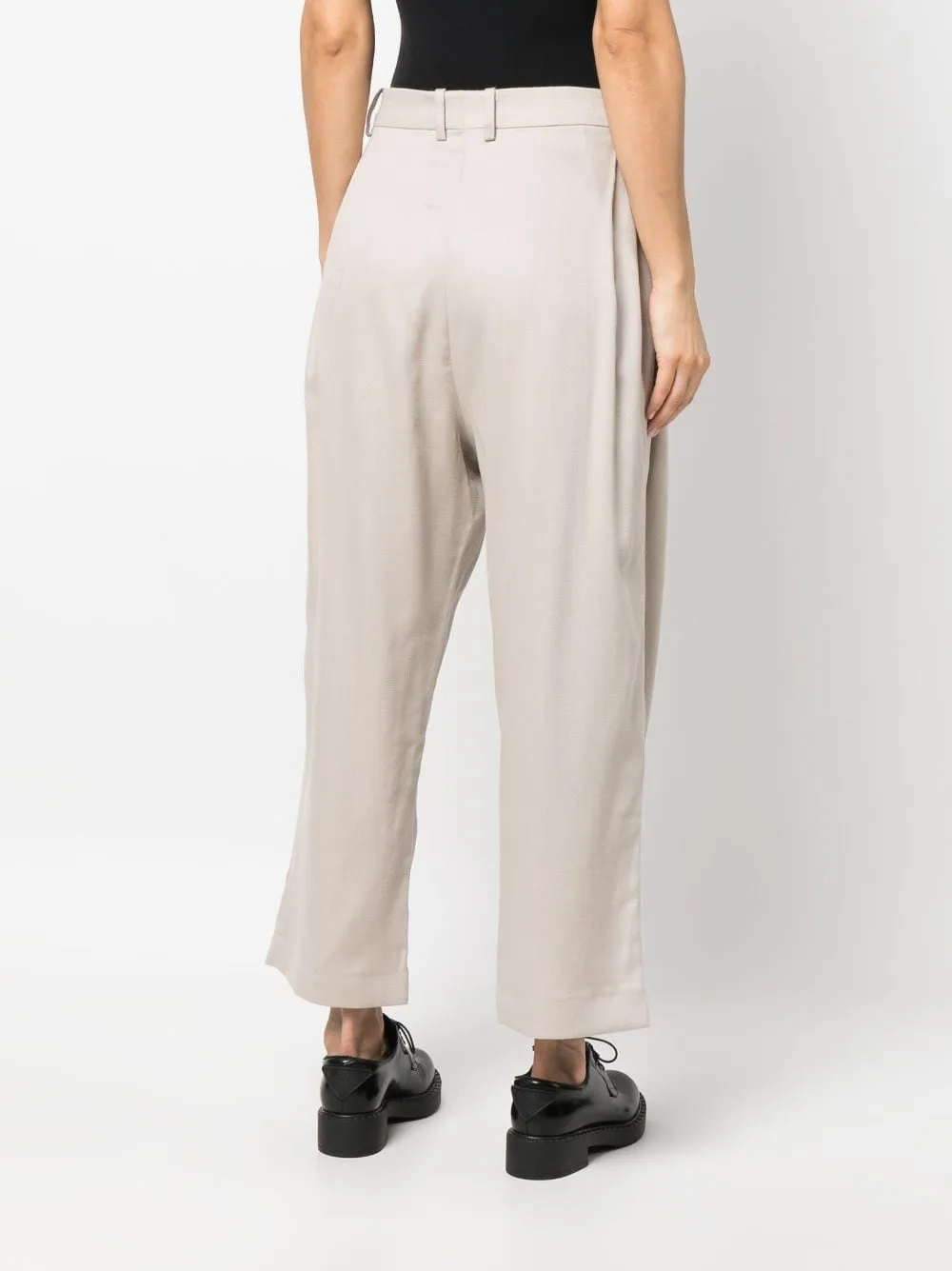 Pantaloni a vita alta in tortora - donna