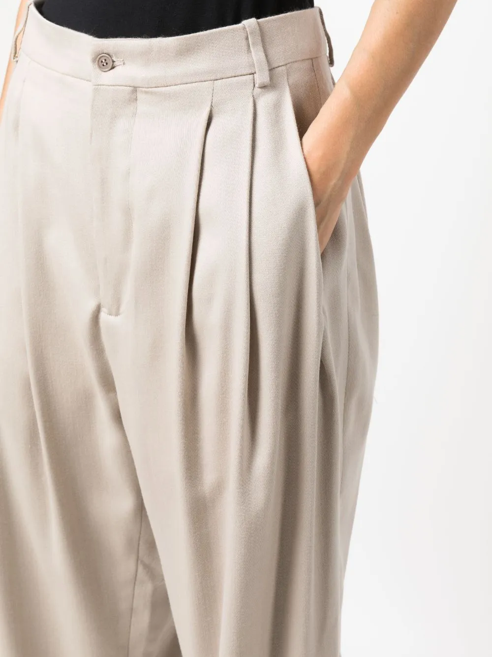 Pantaloni a vita alta in tortora - donna