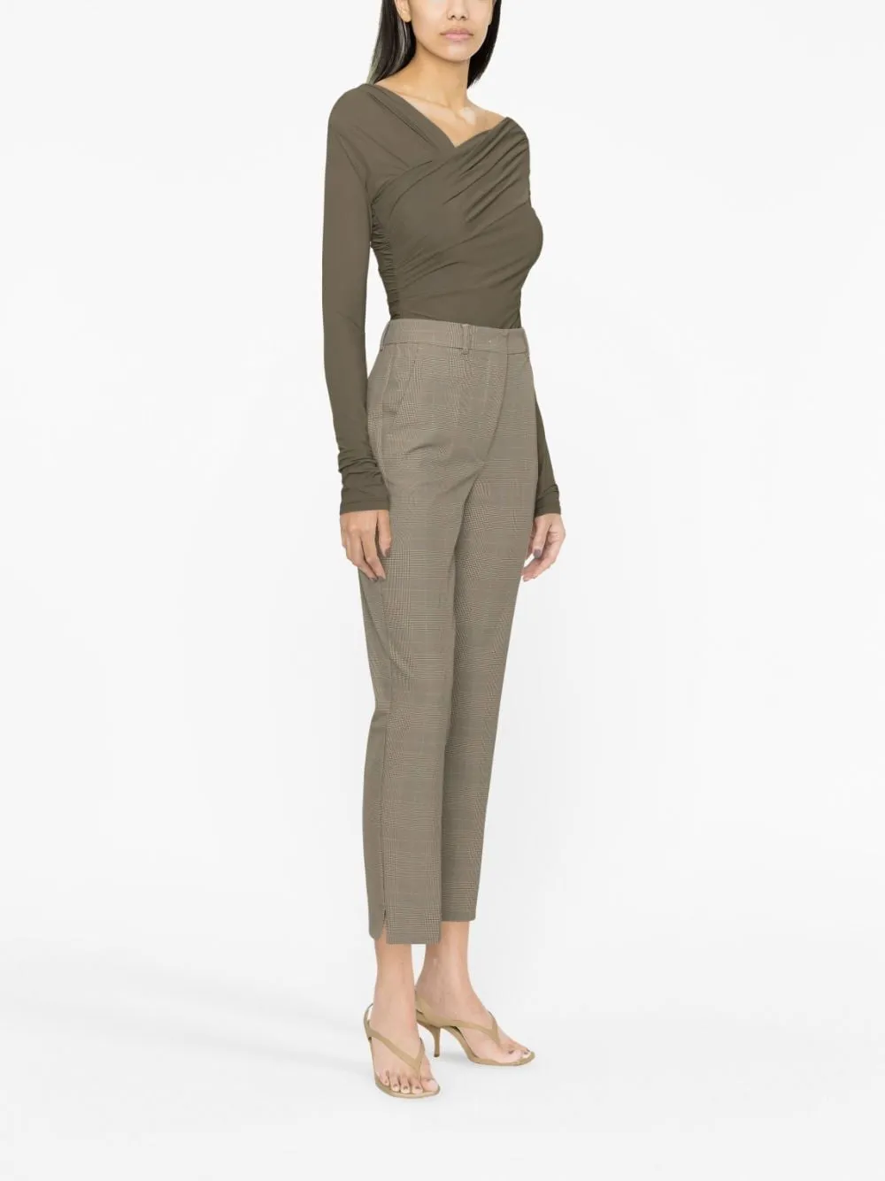 Pantaloni a vita alta operoso in grigio e beige - donna
