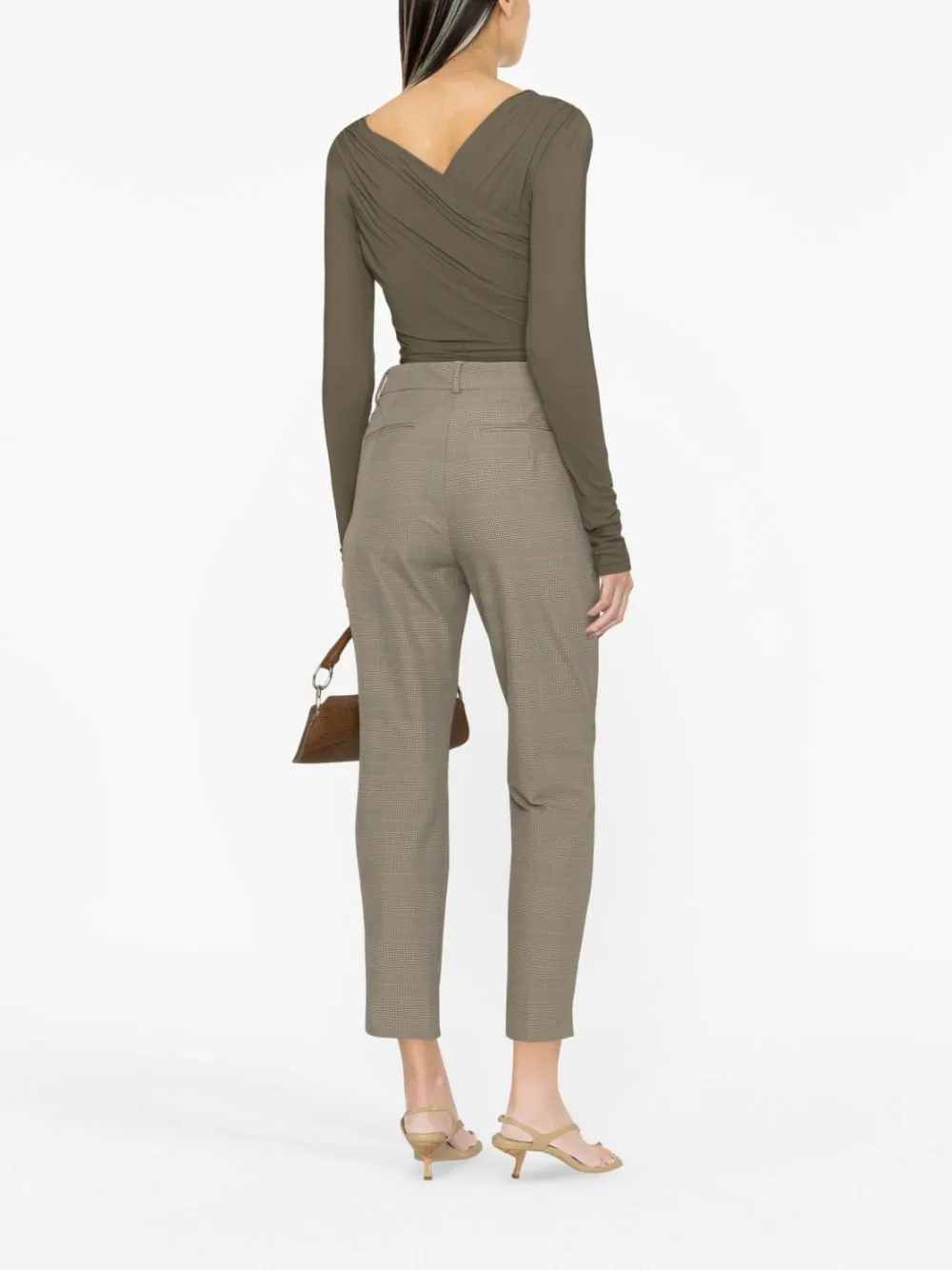 Pantaloni a vita alta operoso in grigio e beige - donna