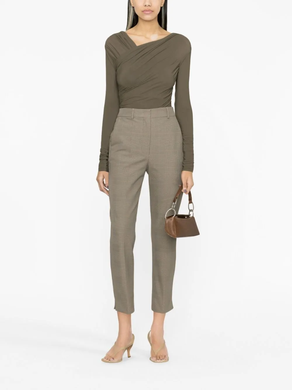Pantaloni a vita alta operoso in grigio e beige - donna