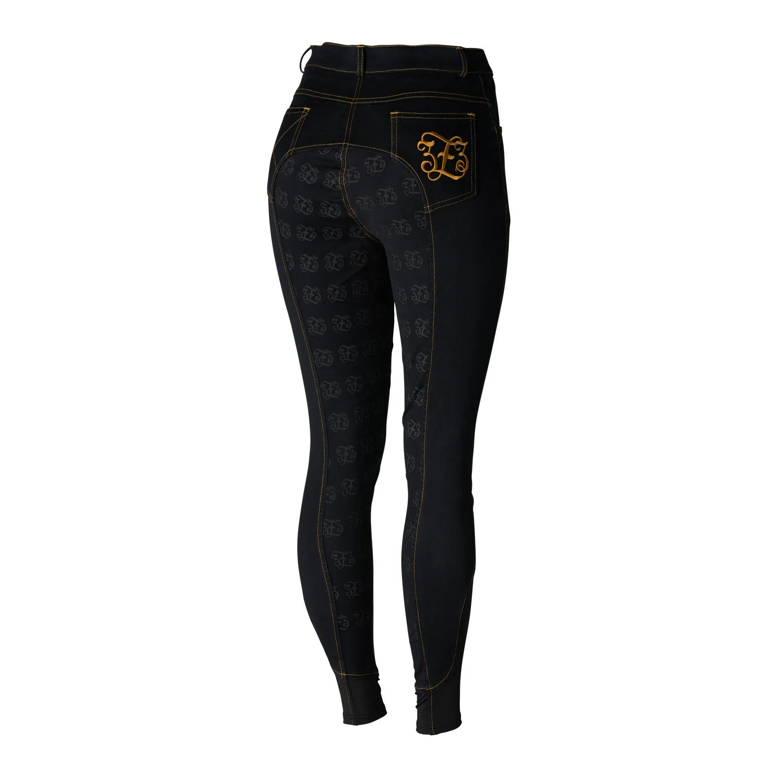 Pantaloni da equitazione da donna in denim a vita alta