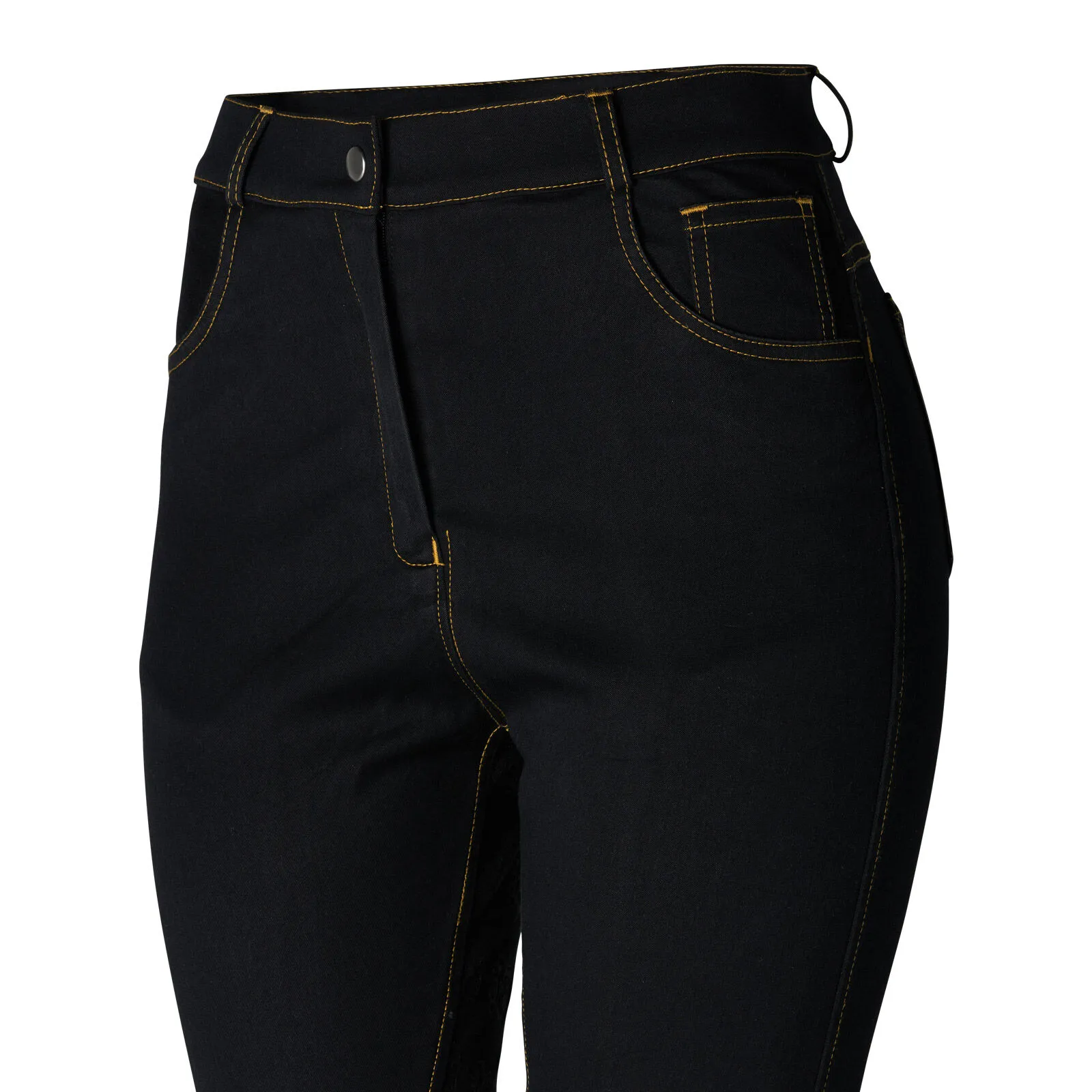 Pantaloni da equitazione da donna in denim a vita alta