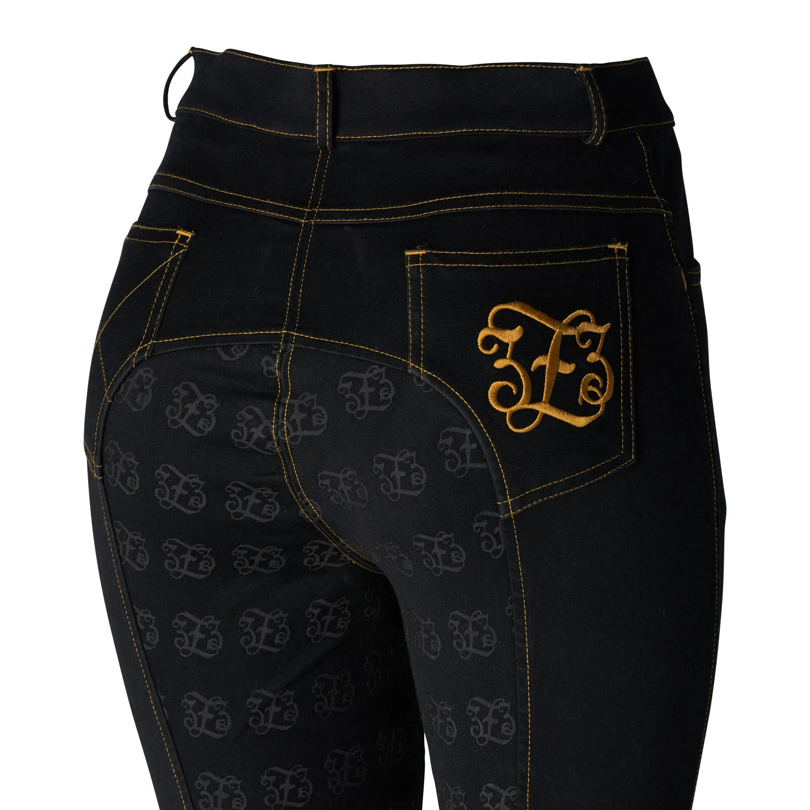 Pantaloni da equitazione da donna in denim a vita alta