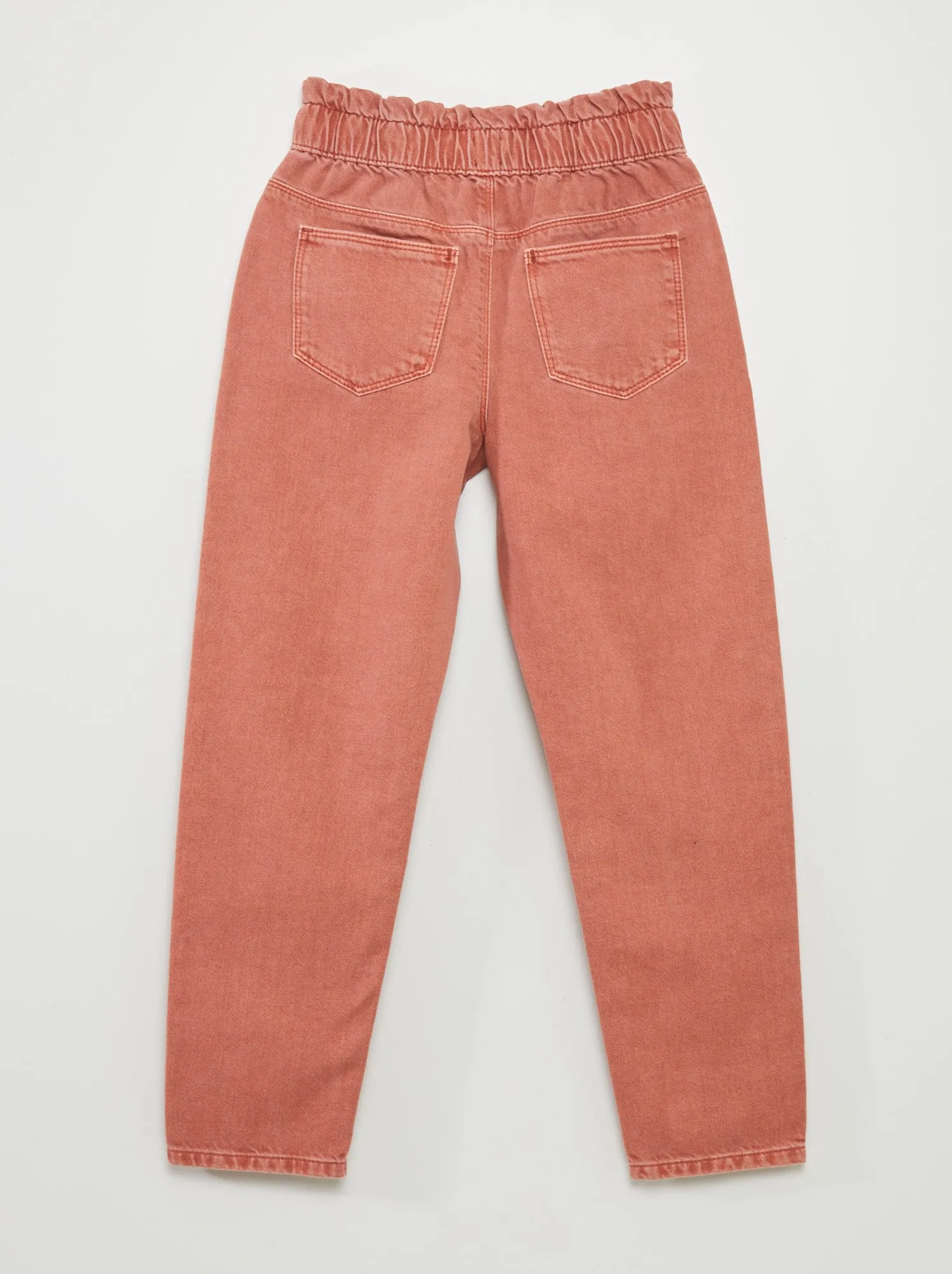 Pantaloni in twill con volant in vita - ROSA