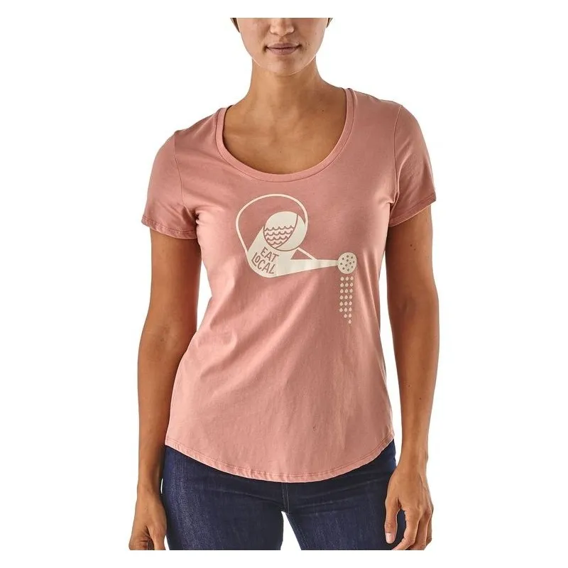Patagonia Women's Eat Local Rain Can Organic Cotton Scoop T-Shirt flora pink