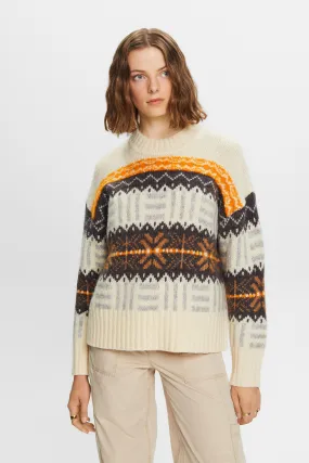 Pullover a girocollo in jacquard