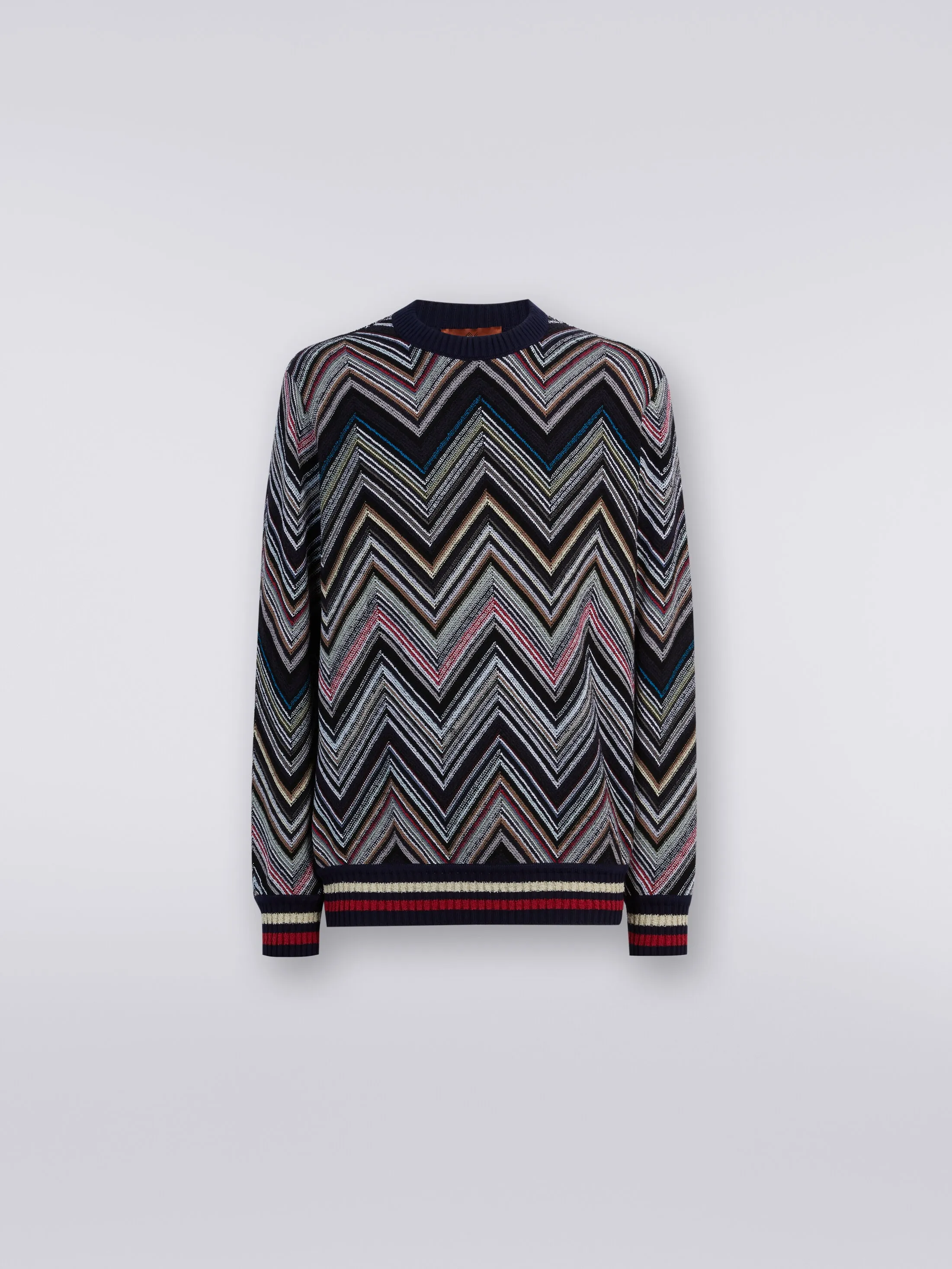 Pullover girocollo in misto cotone chevron