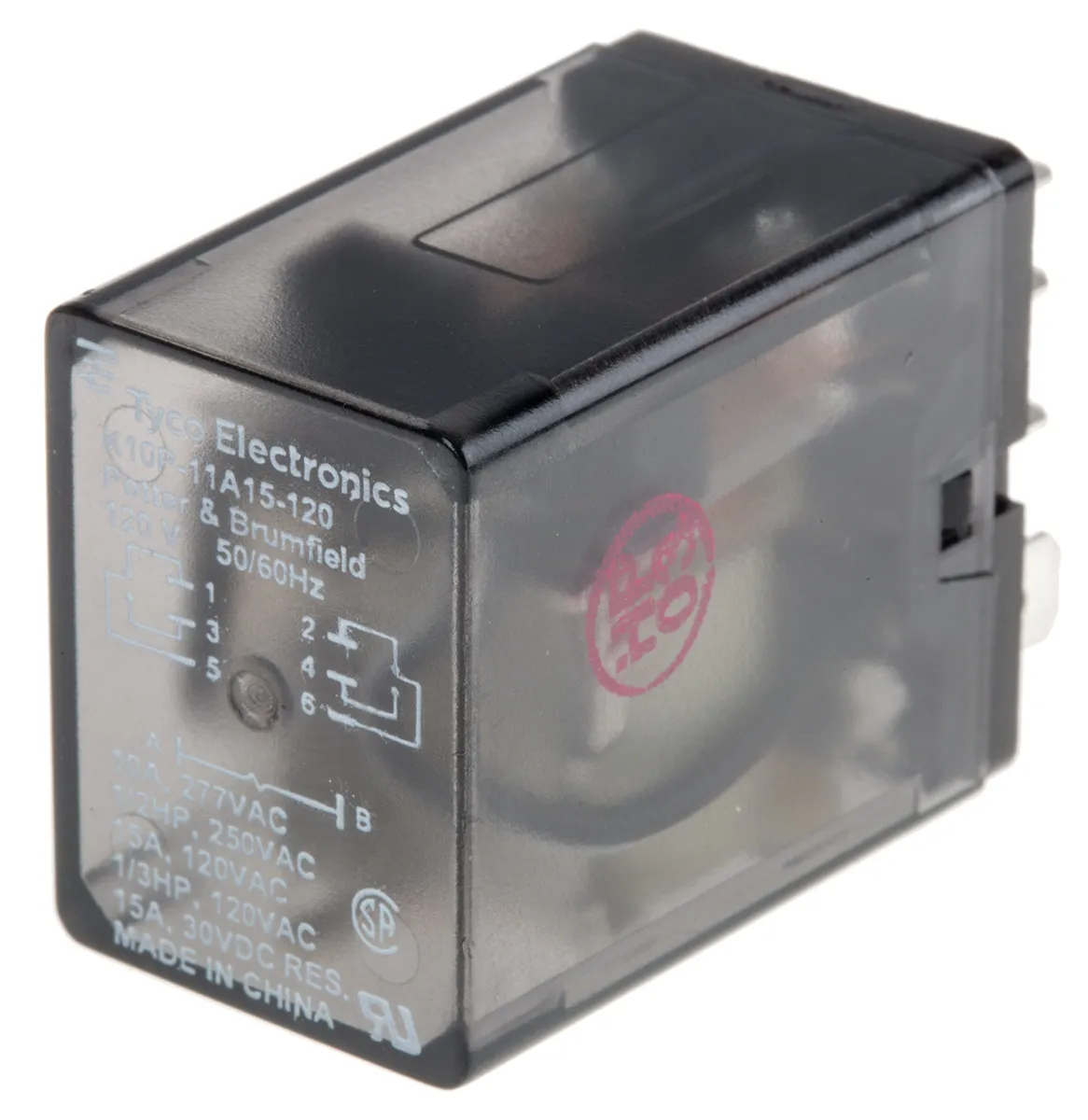 Relè di potenza TE Connectivity serie K10, DPDT, bobina 120V ca, A innesto