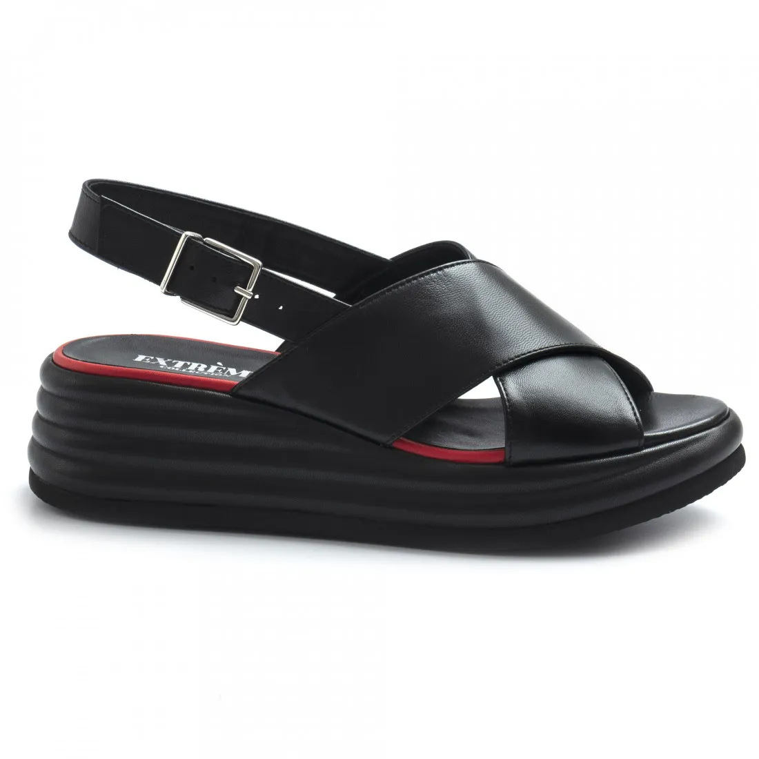 Sandalo con zeppa Extreme nero in pelle