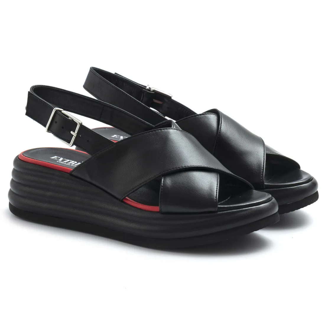 Sandalo con zeppa Extreme nero in pelle