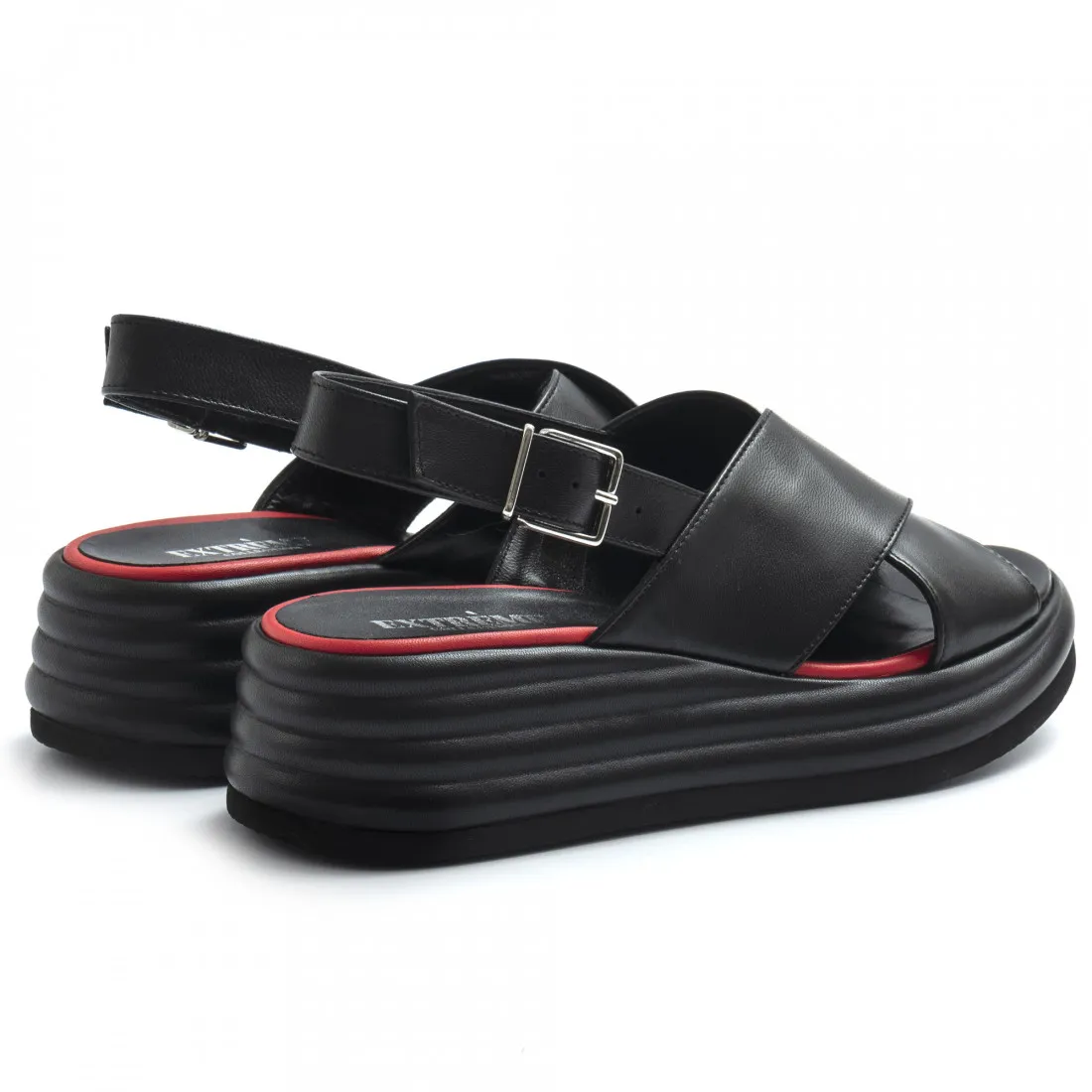 Sandalo con zeppa Extreme nero in pelle