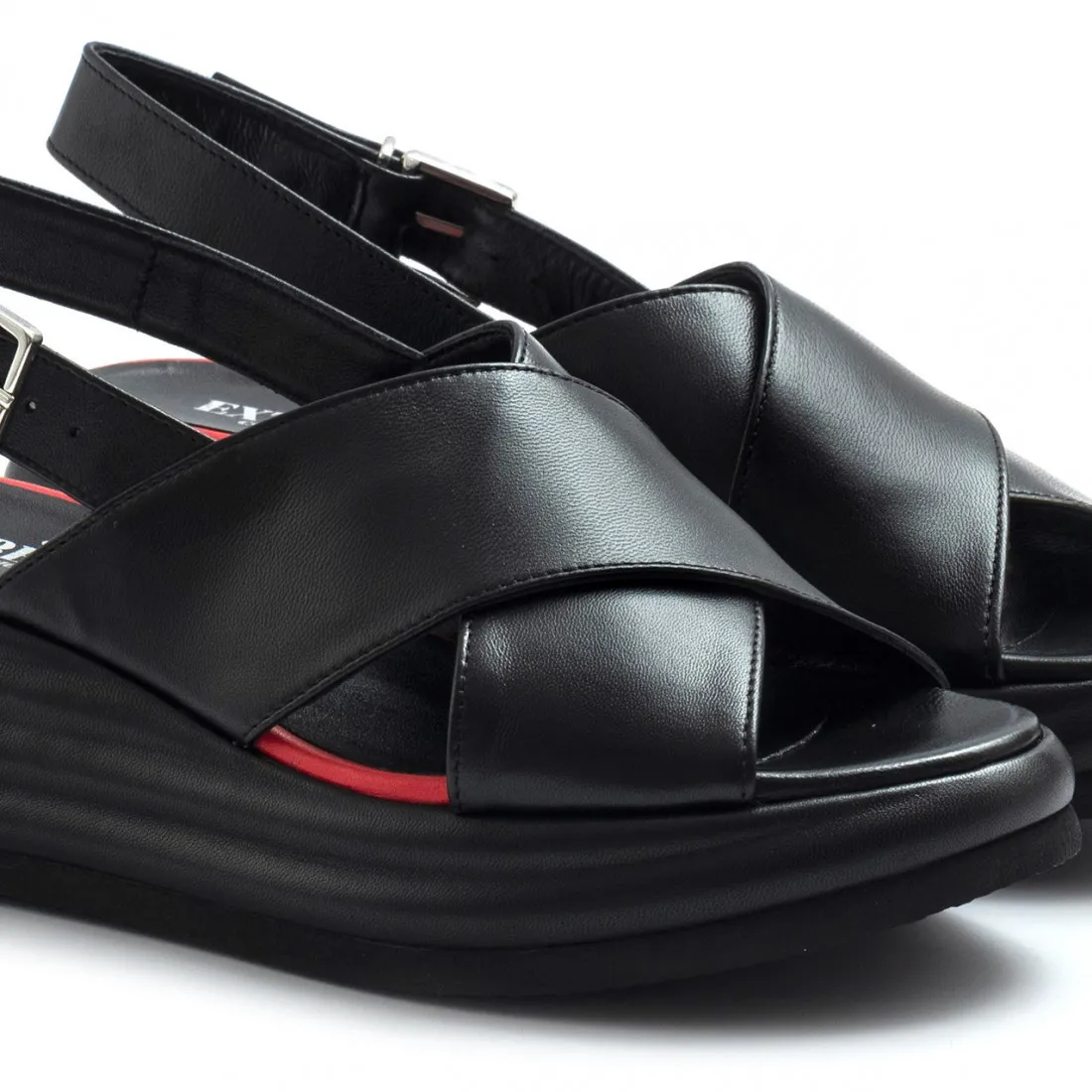 Sandalo con zeppa Extreme nero in pelle
