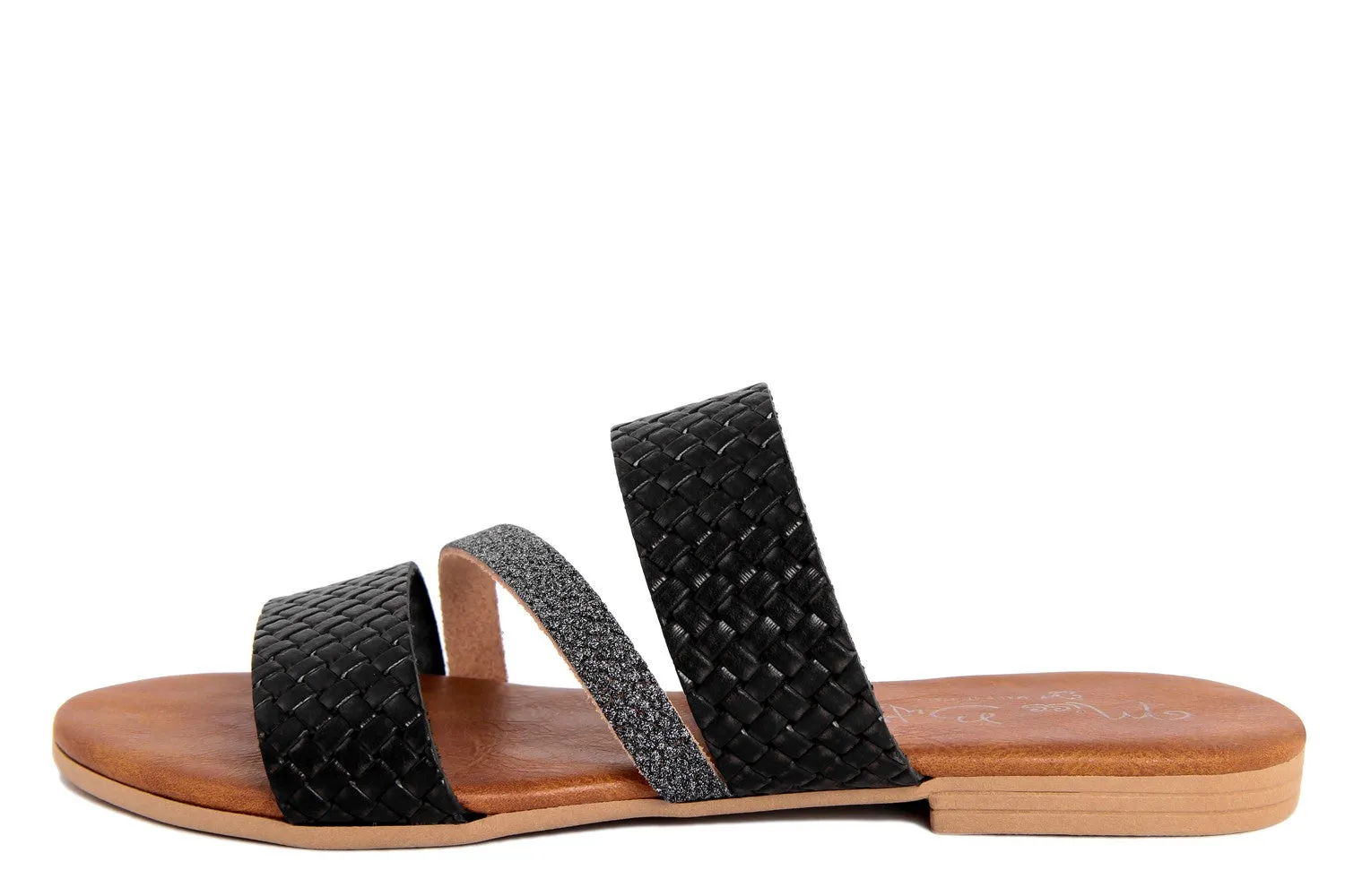 Sandalo Donna flat in pelle Nero Argentato