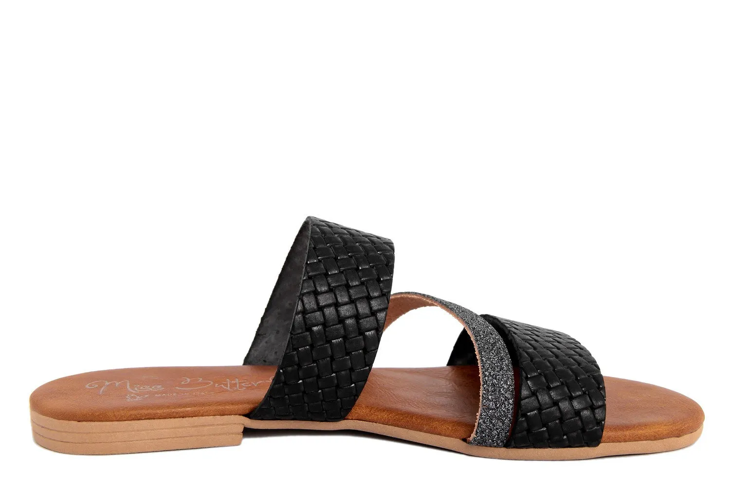 Sandalo Donna flat in pelle Nero Argentato