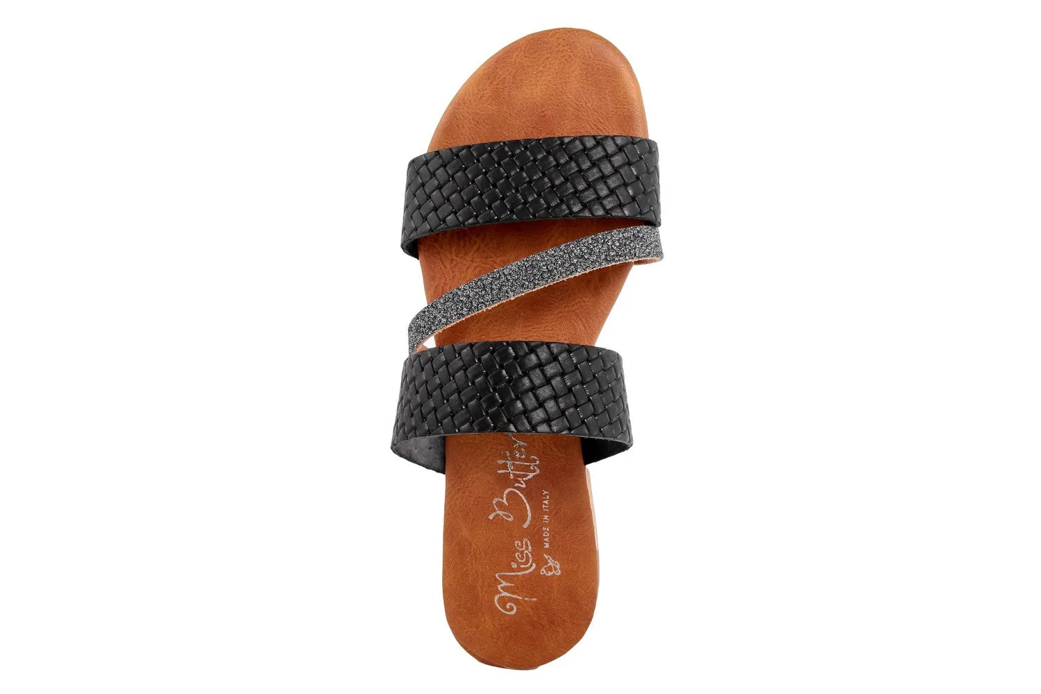 Sandalo Donna flat in pelle Nero Argentato