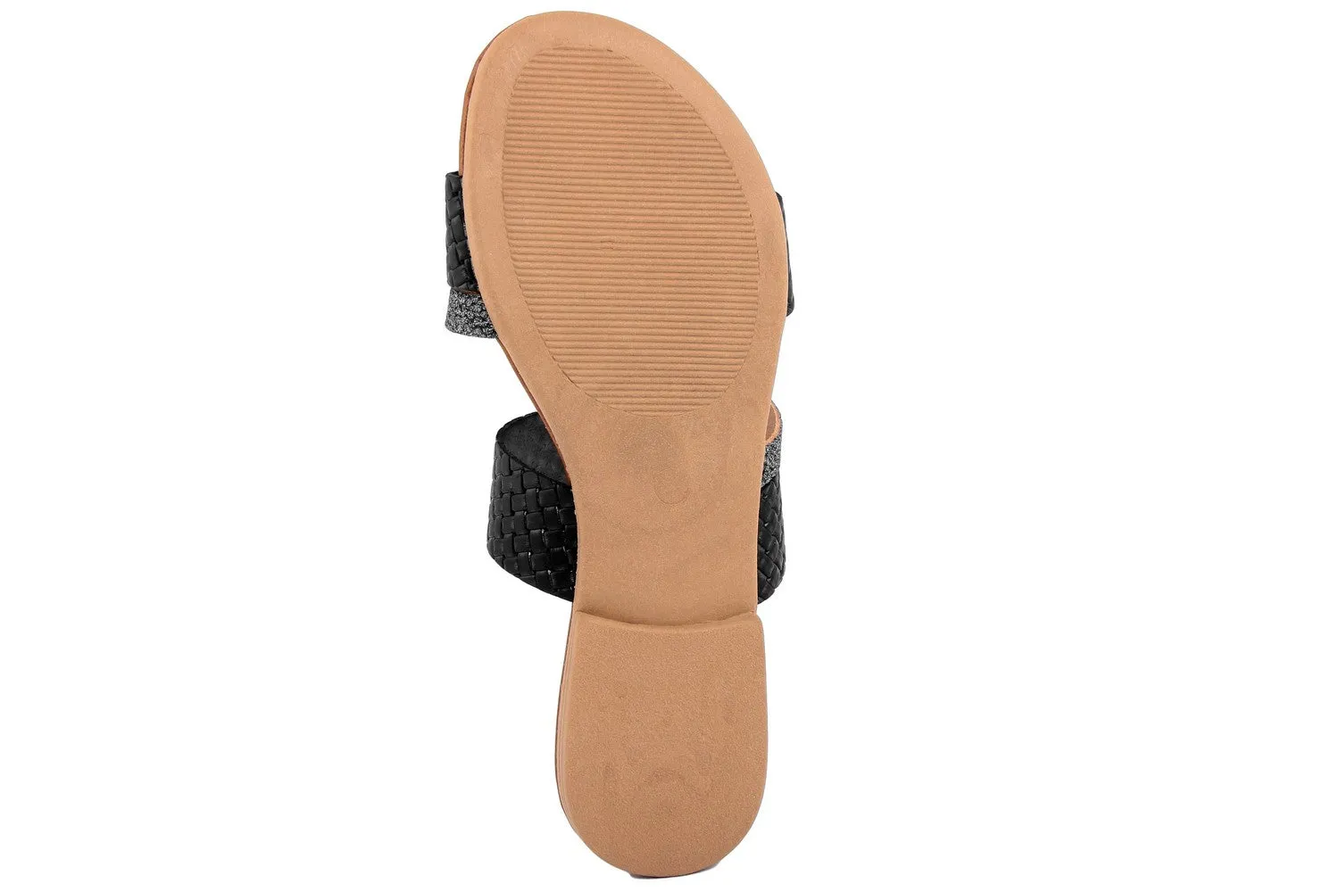 Sandalo Donna flat in pelle Nero Argentato