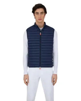 SAVE THE DUCK Gilet Uomo Adam Giga14 P-EE Smanicato Piumino Blu Navy 90000 NAVY BLUE