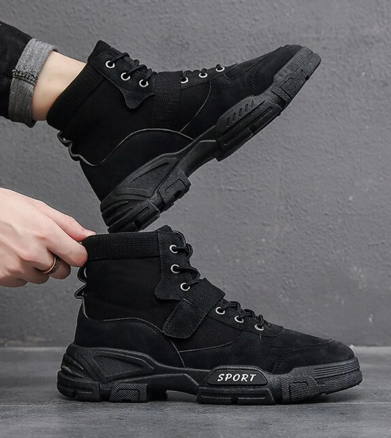 Scarpe da lavoro alte da uomo nuove di autunno Stivaletti con plateau Stivali da lavoro di qualità di moda Stivali da esterno Za