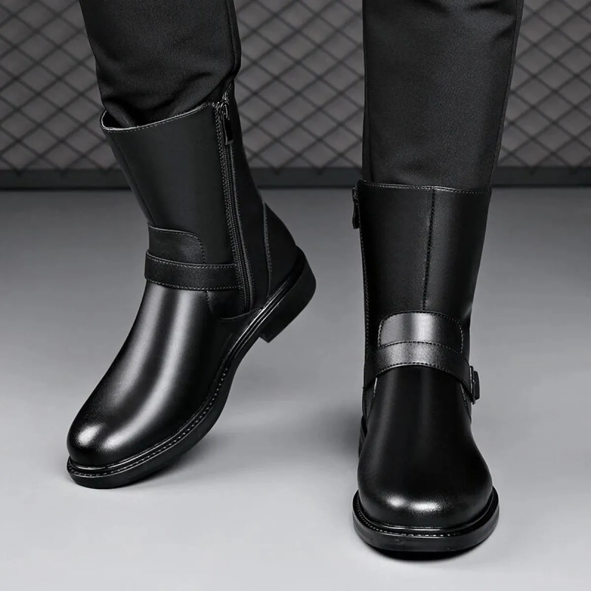 Scarpe Stivali Chelsea Uomo Inverno Camino Taglio alto Stivali Martin in vera pelle Suola spessa inglese da uomo Ins Trendy Elev
