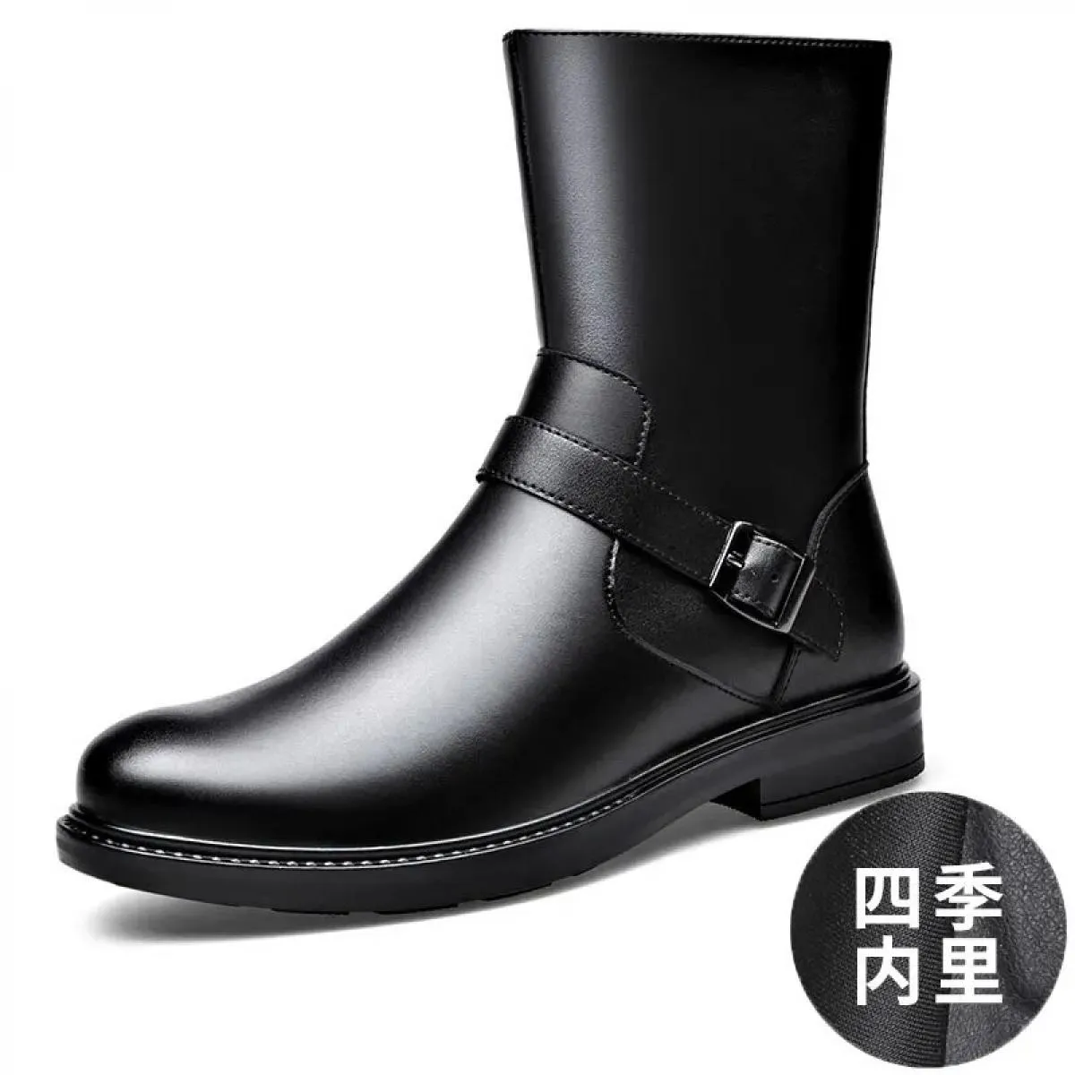 Scarpe Stivali Chelsea Uomo Inverno Camino Taglio alto Stivali Martin in vera pelle Suola spessa inglese da uomo Ins Trendy Elev