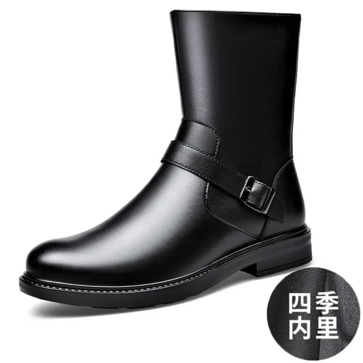 Scarpe Stivali Chelsea Uomo Inverno Camino Taglio alto Stivali Martin in vera pelle Suola spessa inglese da uomo Ins Trendy Elev