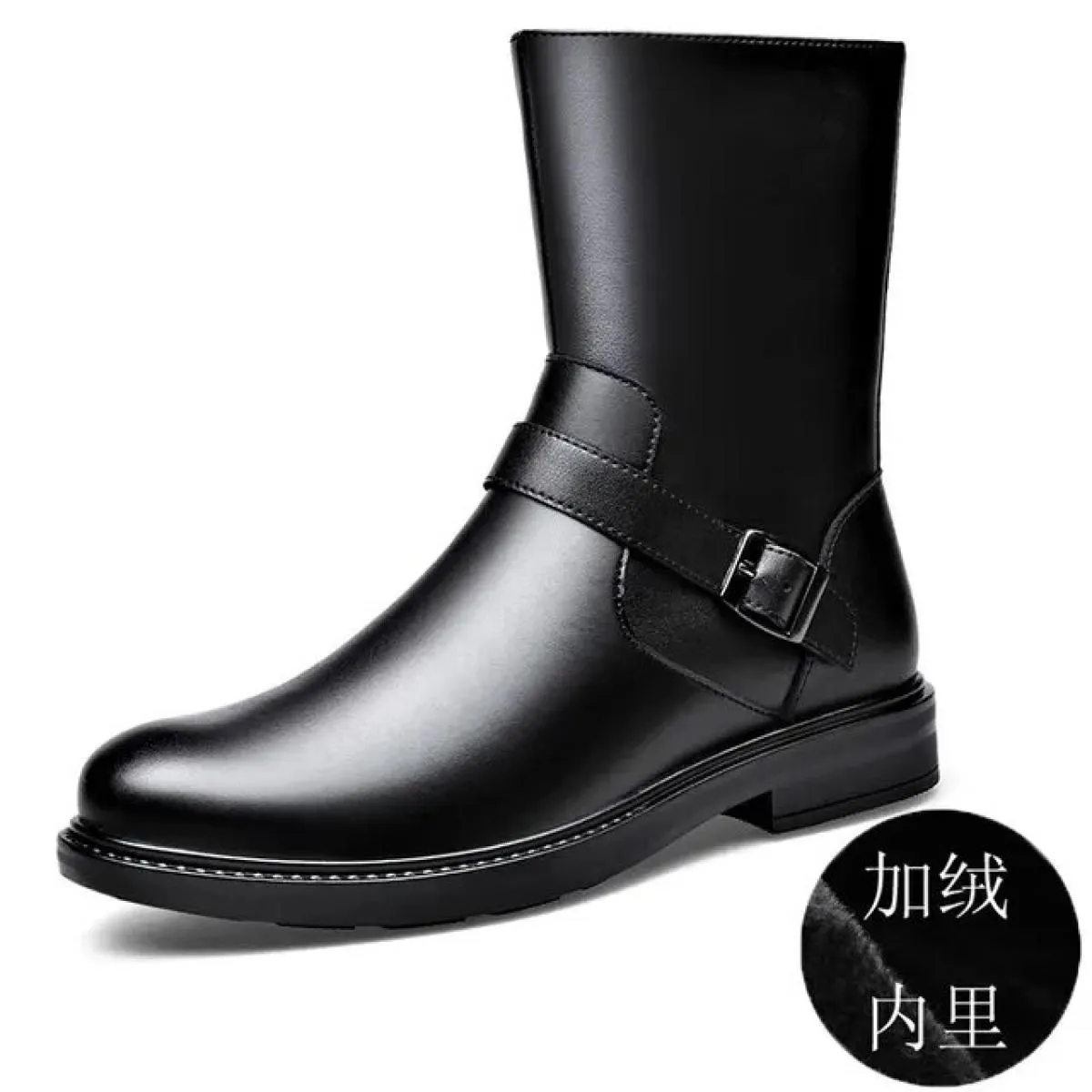Scarpe Stivali Chelsea Uomo Inverno Camino Taglio alto Stivali Martin in vera pelle Suola spessa inglese da uomo Ins Trendy Elev