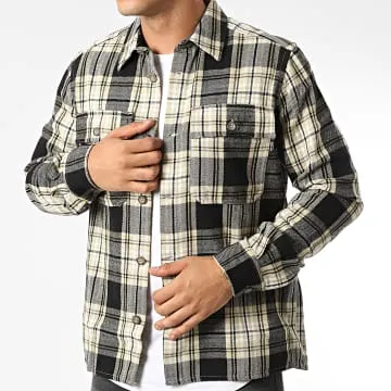 Scott Beige Camicia a quadri neri