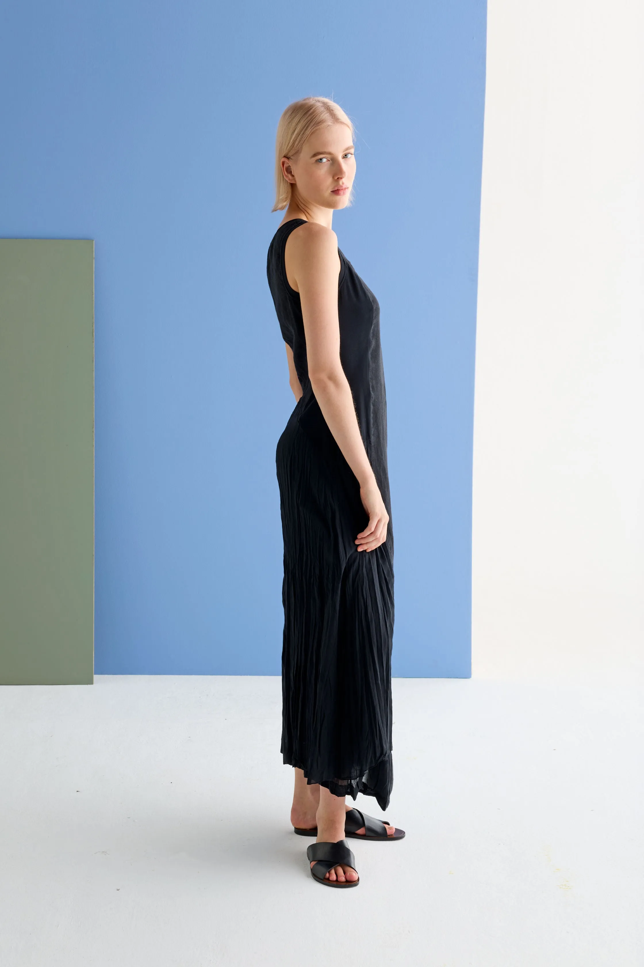Sleeveless Maxi Dress Garment Dyed 102U 7023