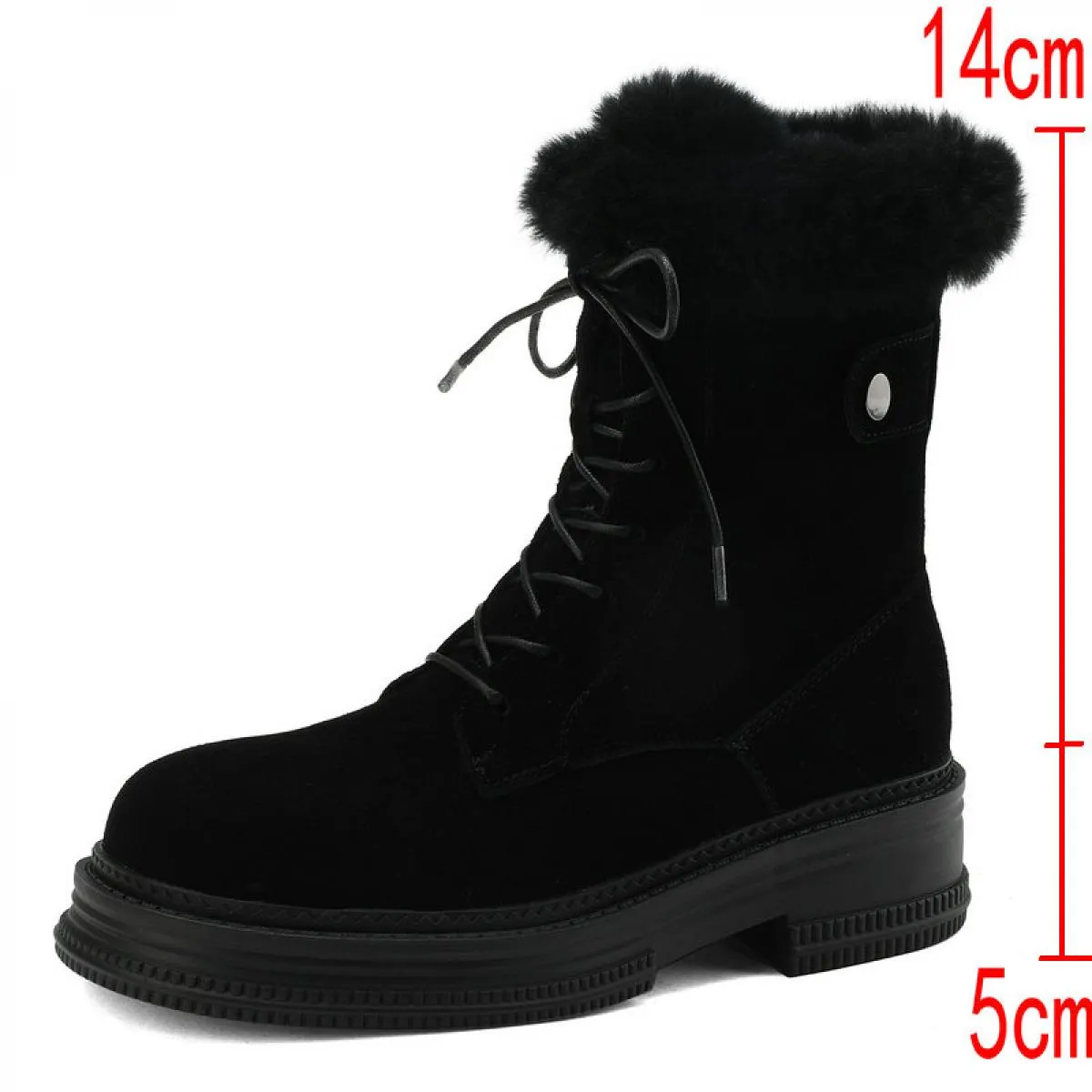 Stivaletti da donna in pelle scamosciata di mucca di lana dolce Stivali da neve con lacci da donna Scarpe casual da ballo Stival