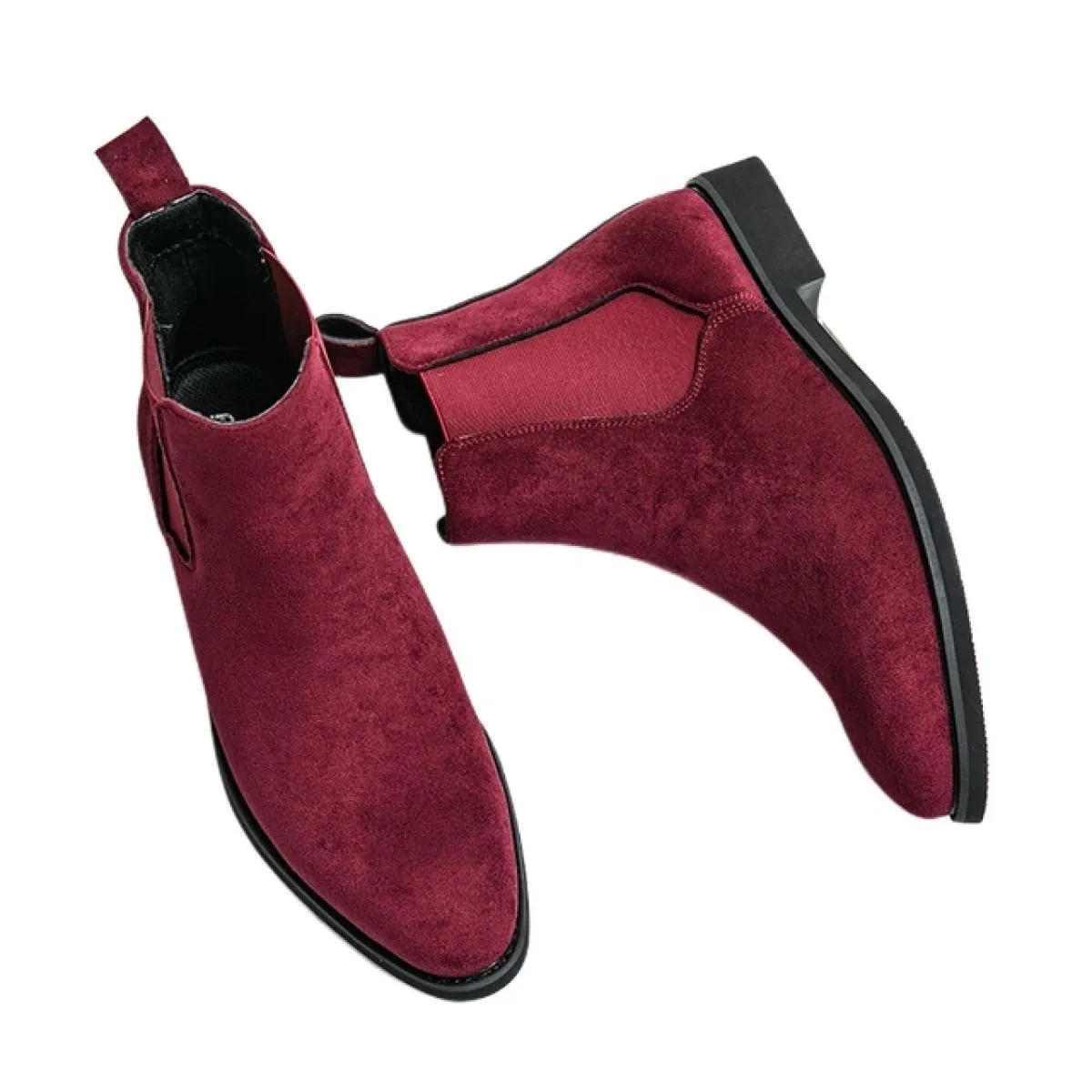 Stivali da uomo Chelsea rosso vento Flock Scarpe formali fatte a mano da matrimonio d'affari Spedizione gratuita Taglia 38 48 St